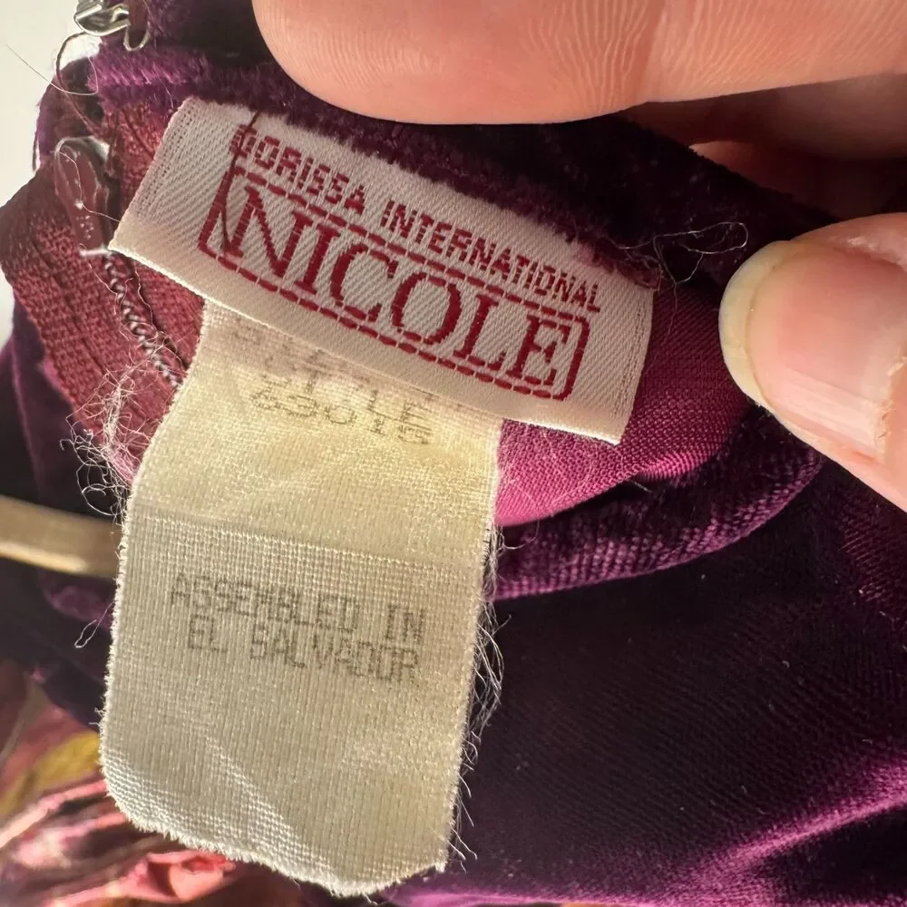 VTG Dorissa International Toddler Girls 4T Dress Burgundy Gold Bow Holiday